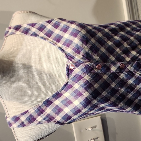 EUC Free People Women's sz S Plaid Button down Dress w/2 front pockets - Picture 2 of 9